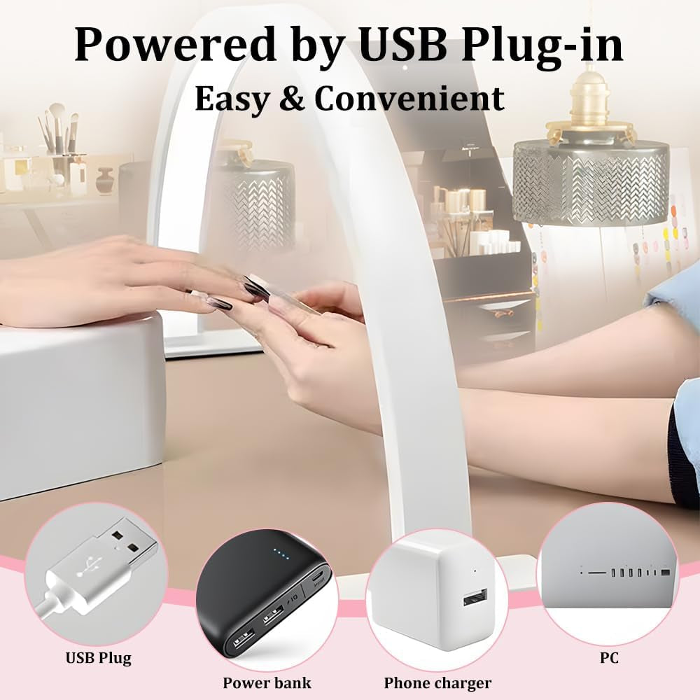 Professional Half Moon LED Desk Light for Beauty & Nail Salons (White) — Curated by Antarta