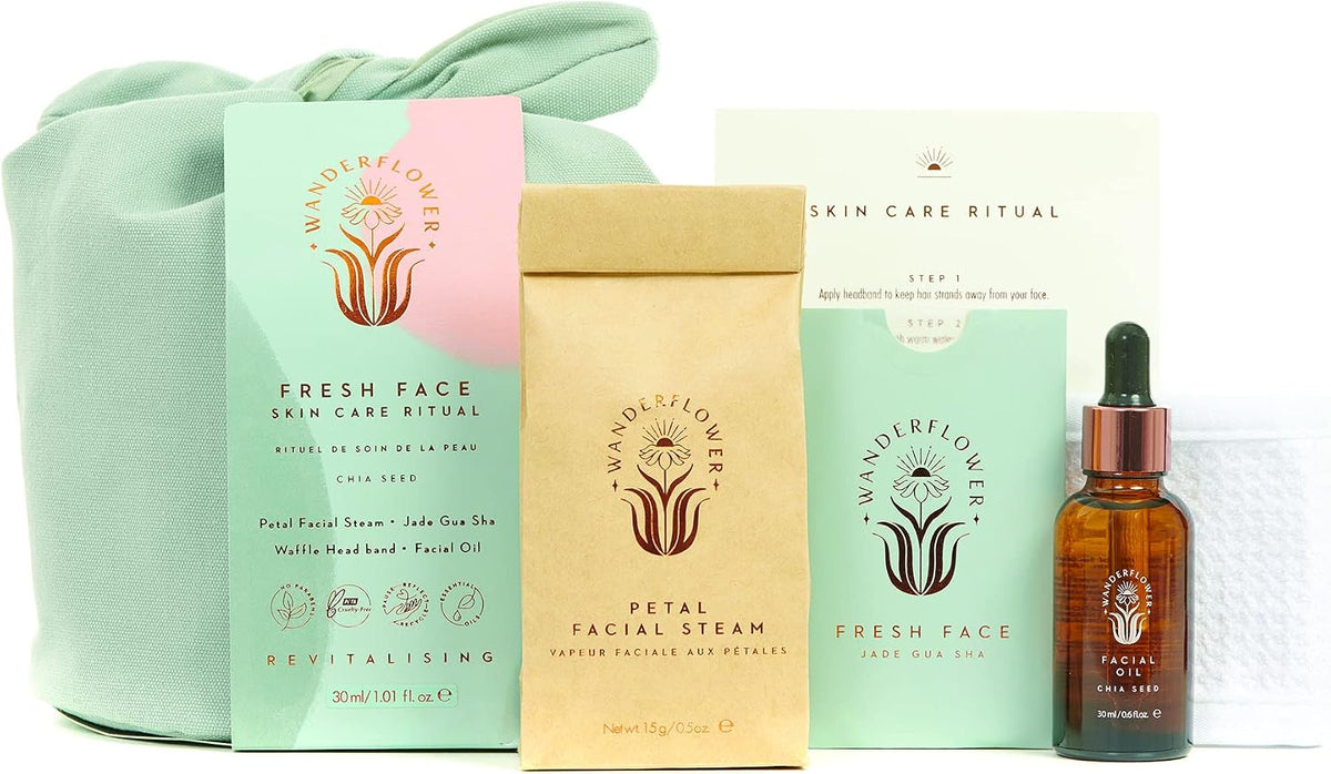 Fresh Face Complete Skincare Ritual Gift Set with Gua Sha & Facial Oil — Curated by Antarta