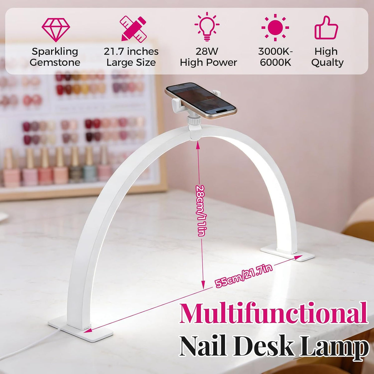 Foldable Half Moon LED Desk Light with Phone Holder — Curated by Antarta