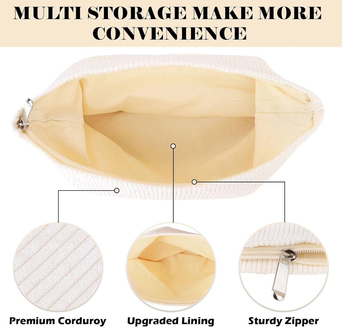 Corduroy Makeup & Toiletry Bag Set (2 Pack) — Curated by Antarta