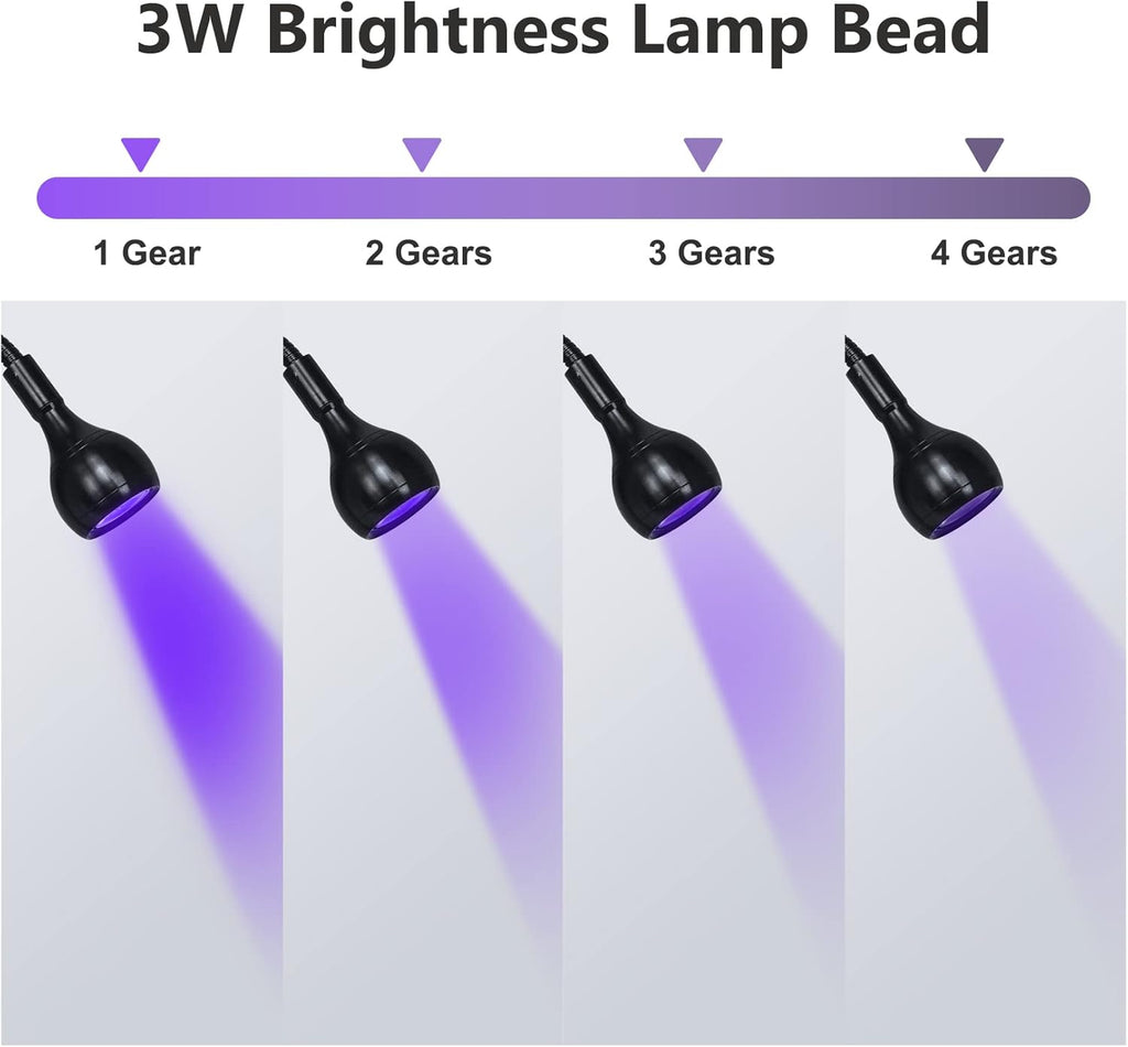 Flexible Gooseneck LED UV Nail Flash Cure Lamp with Clamp (Black) — Curated by Antarta