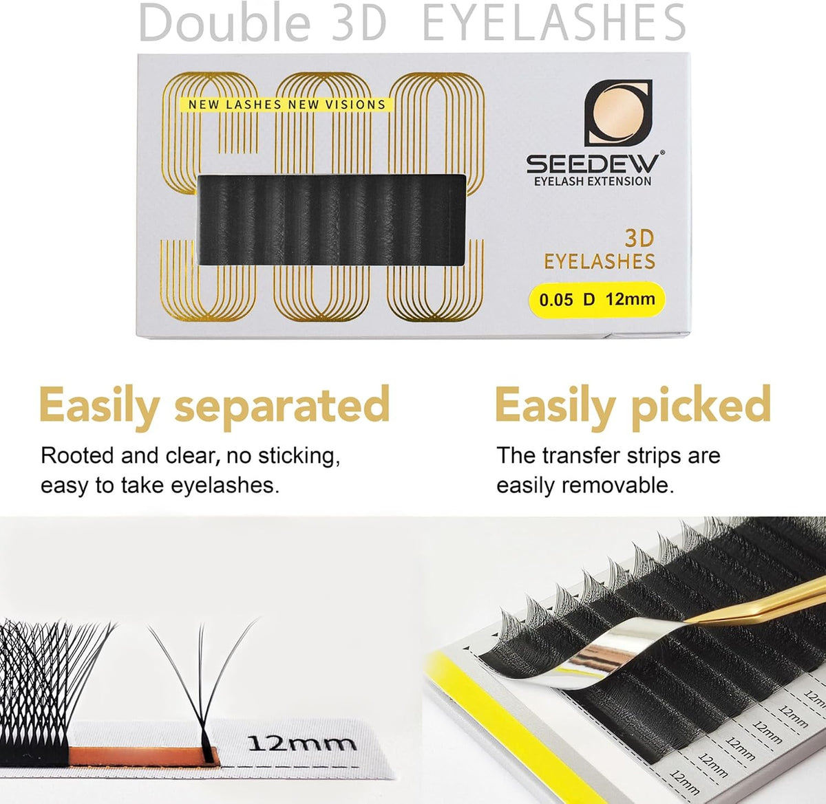 D Double-Tip W-Shape Eyelash Extensions (0.07 C Curl Mix 8-15mm) — Curated by Antarta
