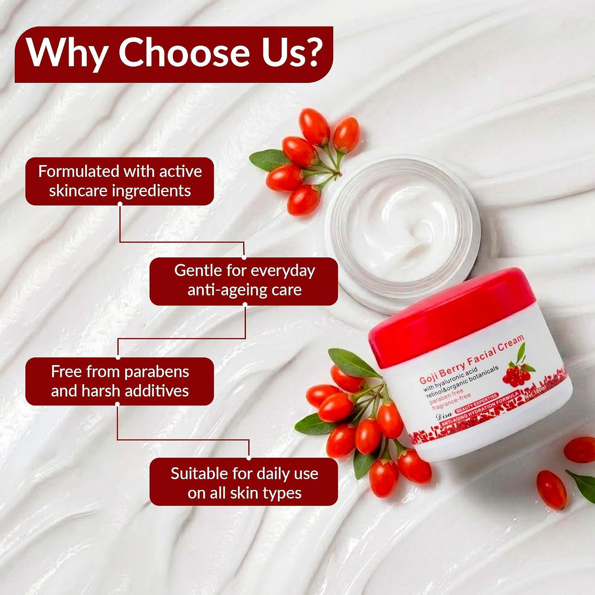 Goji Berry Anti-Ageing Face Cream with Hyaluronic Acid & Retinol (100ml) — Curated by Antarta