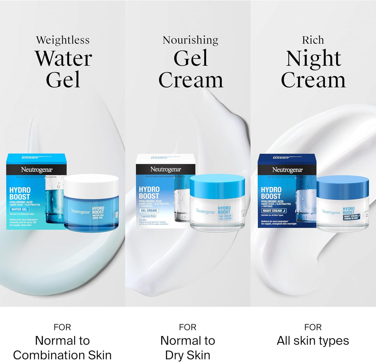 Hydro Boost Water Gel (1X 50Ml), Oil-Free Face Cream with Hyaluronic Acid, Amino Acids and Electrolytes, Lightweight Face Care with 72 Hour Hydration, for Acne-Prone and Sensitive Skin