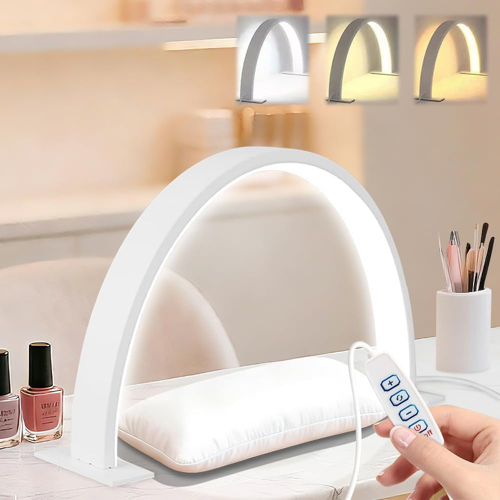 Professional Half Moon LED Desk Light for Beauty & Nail Salons (White) — Curated by Antarta
