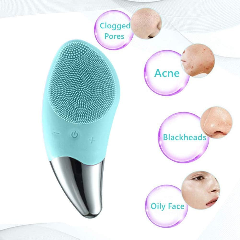 Portable Sonic Waterproof Silicone Facial Cleansing Brush & Massager (Green) — Curated by Antarta