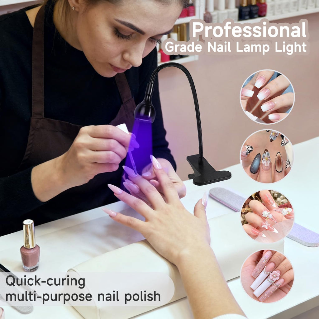 Flexible Gooseneck LED UV Nail Flash Cure Lamp with Clamp (Black) — Curated by Antarta