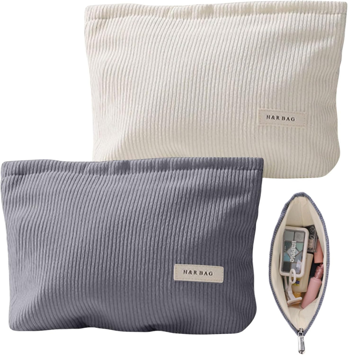 Corduroy Makeup & Toiletry Bag Set (2 Pack) — Curated by Antarta