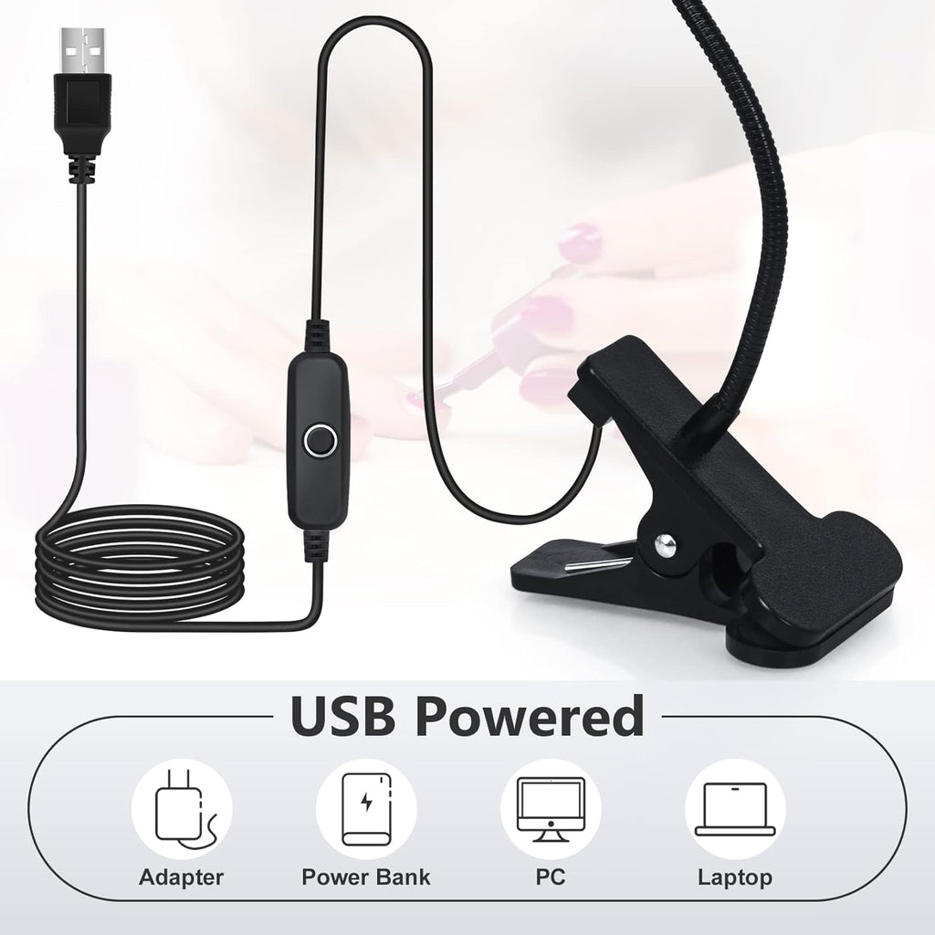Flexible Gooseneck LED UV Nail Flash Cure Lamp with Clamp (Black) — Curated by Antarta