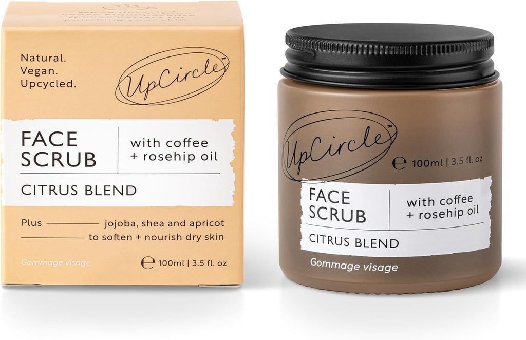 Coffee Face Scrub - Citrus Blend for Normal + Dry Skin 100Ml - Shea Butter, Coconut + Rosehip Oil - Natural, Vegan Face Exfoliator for Soft, Smooth Skin