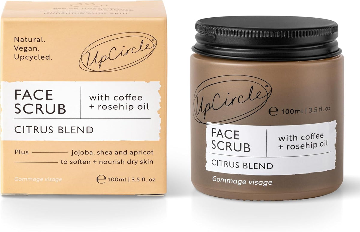 Coffee Face Scrub - Citrus Blend for Normal + Dry Skin 100Ml - Shea Butter, Coconut + Rosehip Oil - Natural, Vegan Face Exfoliator for Soft, Smooth Skin