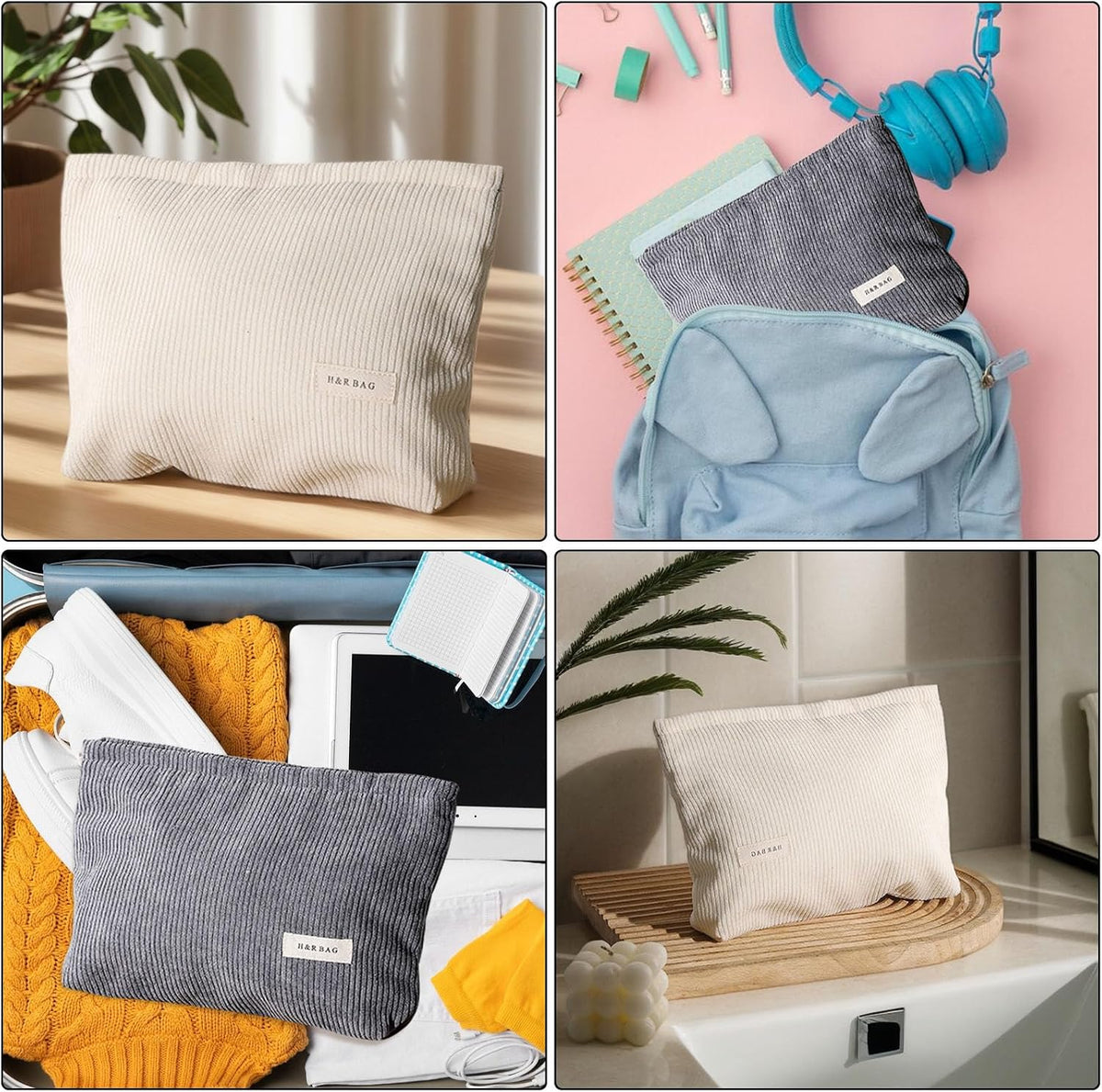 Corduroy Makeup & Toiletry Bag Set (2 Pack) — Curated by Antarta