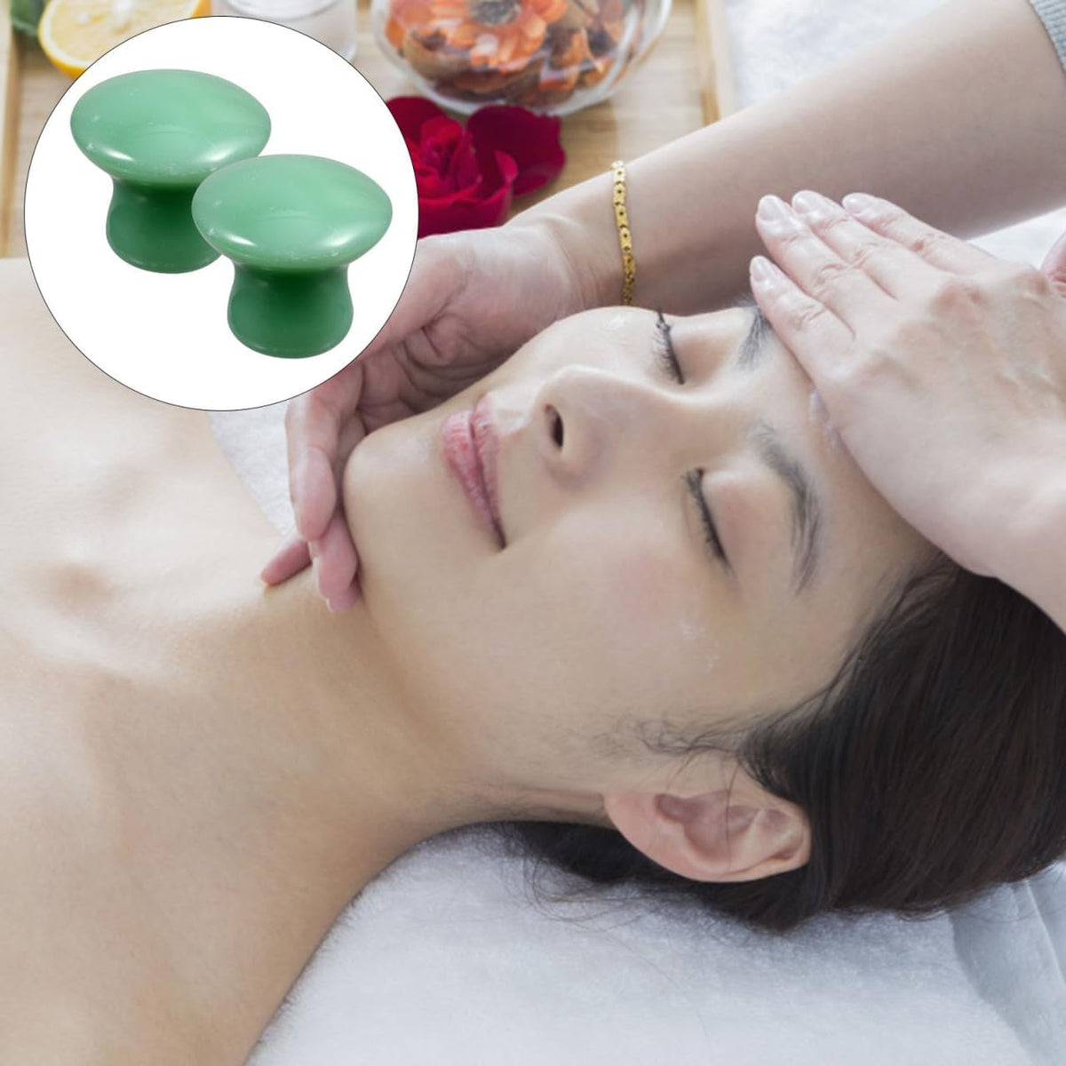 Professional Green Jade Mushroom Gua Sha Facial Massage Stones (Set of 2) — Curated by Antarta