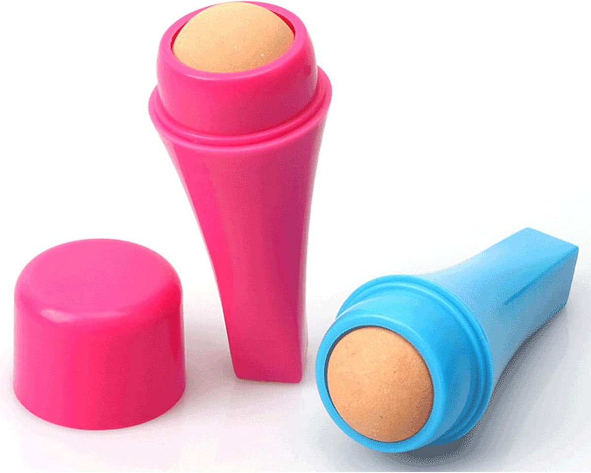 Portable Reusable Volcanic Stone Oil-Absorbing Facial Roller (Pink) — Curated by Antarta