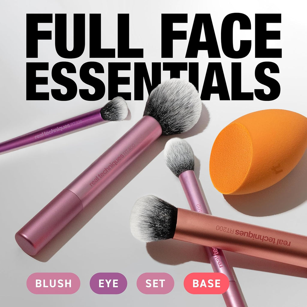 Everyday Essentials + Makeup Sponge Kit for Foundation, Blush, Bronzer, Eyeshadow, Powder, Synthetic, Cruelty-Free Tools and Blender for Flawless Looks, 5 Piece Set