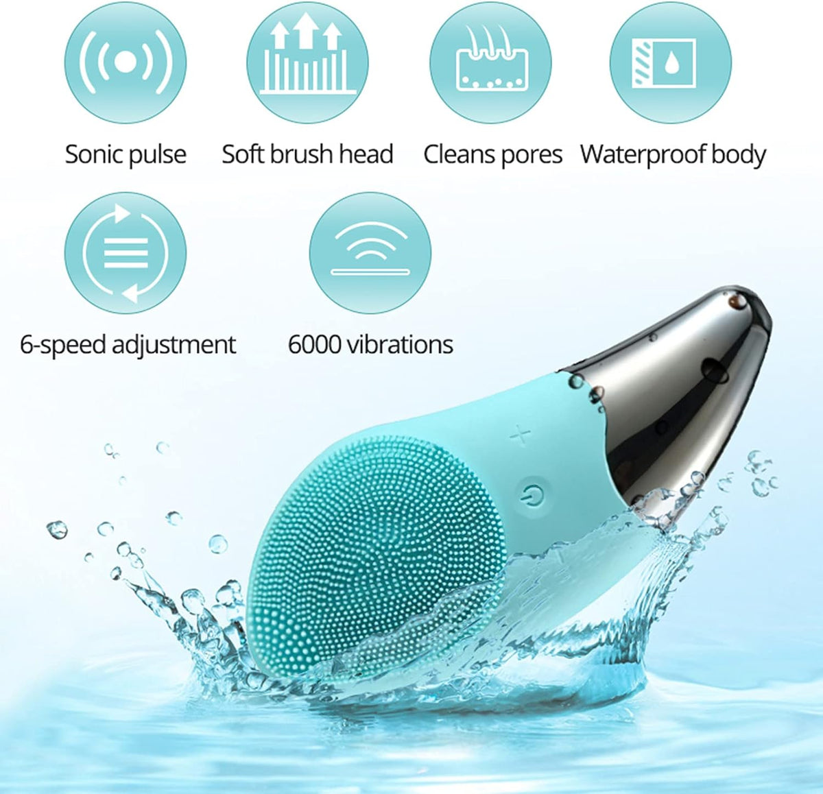 Portable Sonic Waterproof Silicone Facial Cleansing Brush & Massager (Green) — Curated by Antarta