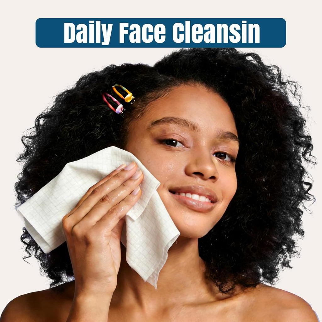 Premium Biodegradable Disposable Extra-Large Facial Cleansing Towels (10"x12", 25 Count) — Curated by Antarta