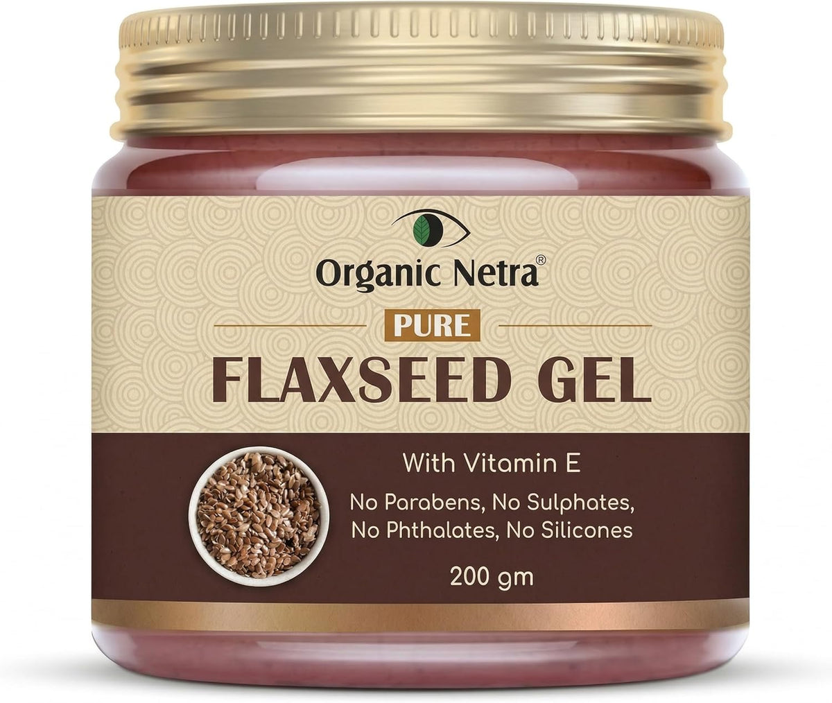 Pure Flaxseed Gel with Vitamin E for Hair & Skin, Strengthens & Nourishes Hair & Skin Health, Safe & Mild for All Skin Type, Reduces Fine Lines & Wrinkles, 200Gm
