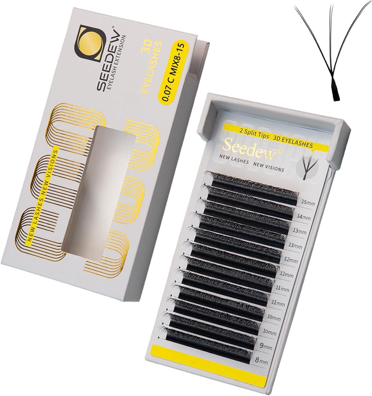 D Double-Tip W-Shape Eyelash Extensions (0.07 C Curl Mix 8-15mm) — Curated by Antarta