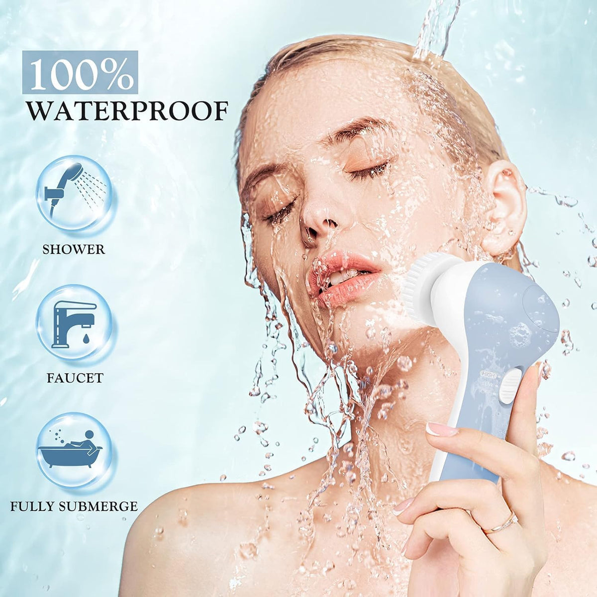 Professional 7-in-1 Rotating Electric Facial Cleansing Brush & Scrubber System — Curated by Antarta
