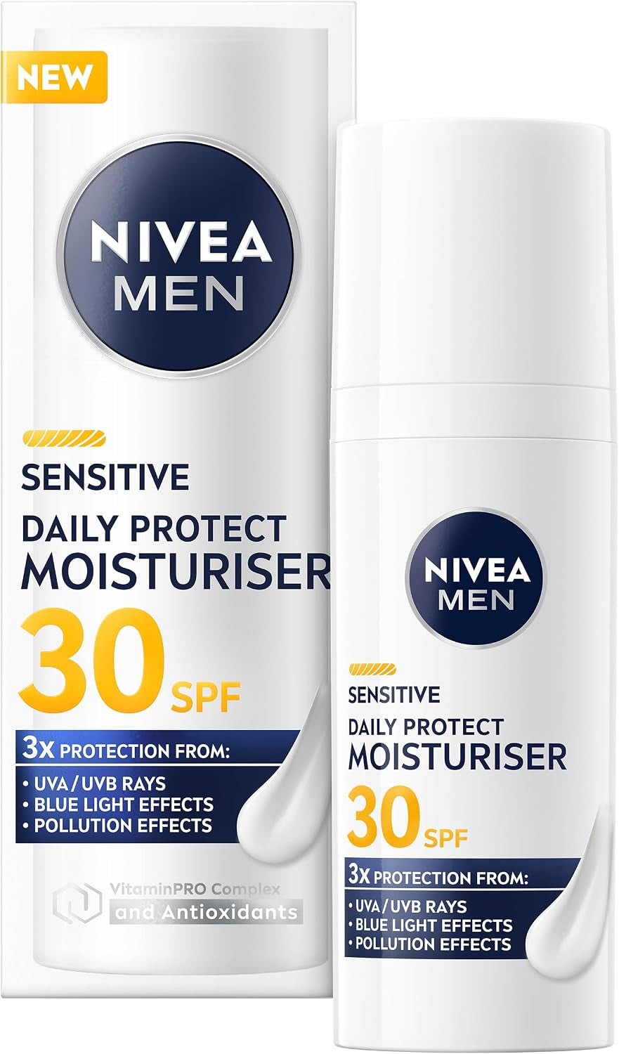 Sensitive Daily Protect Moisturiser SPF 30 (50Ml), Moisturising Men'S Face Cream Suitable for Sensitive Skin, Lightweight Face Moisturiser with UV Protection, Non-Greasy Formula