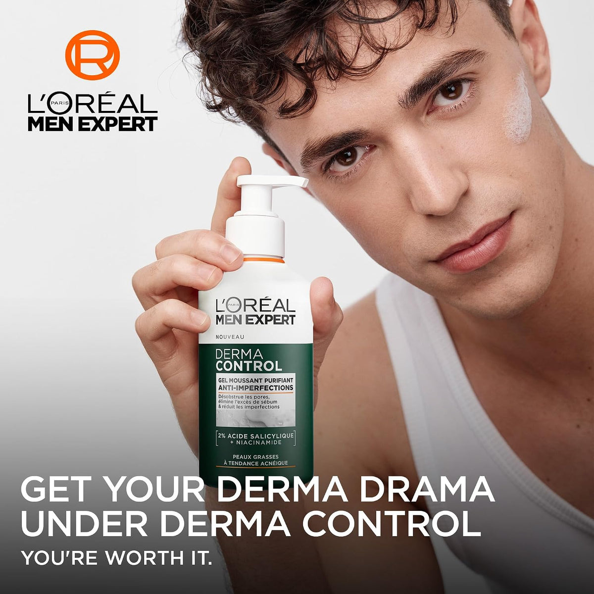 L'Oréal Men Expert Face Wash, Derma Control Purifying Cleanser Gel 260Ml