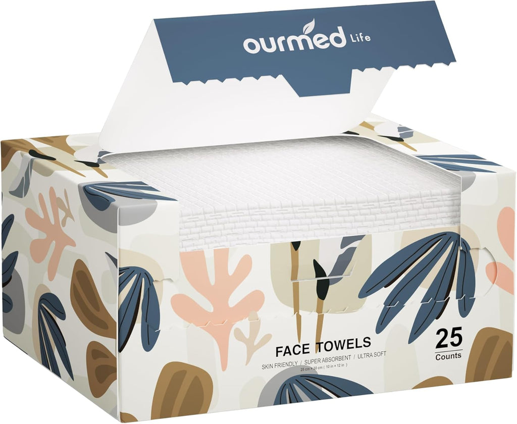 Premium Biodegradable Disposable Extra-Large Facial Cleansing Towels (10"x12", 25 Count) — Curated by Antarta