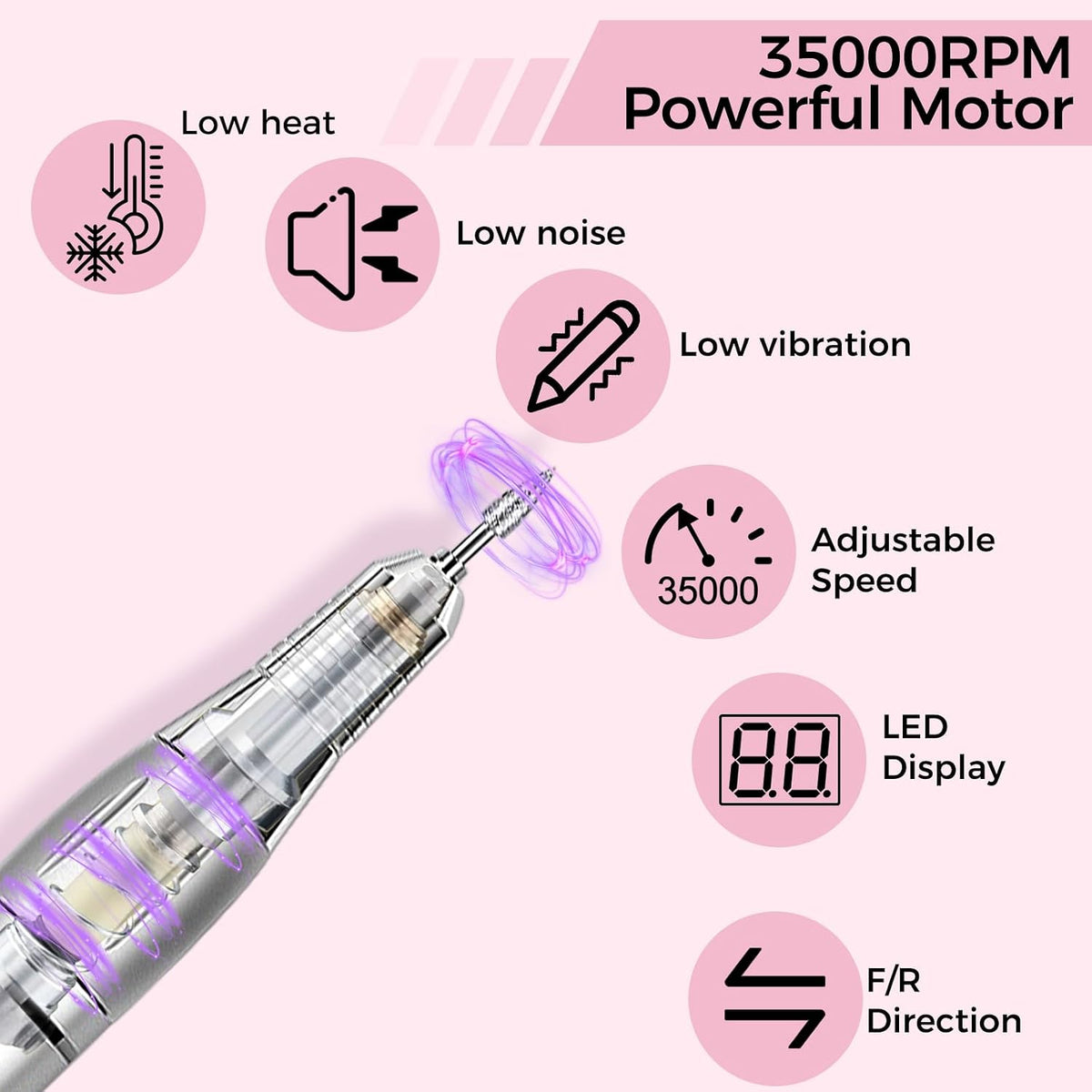 Professional 35,000 RPM Electric Nail Drill Kit with Foot Pedal (White) — Curated by Antarta