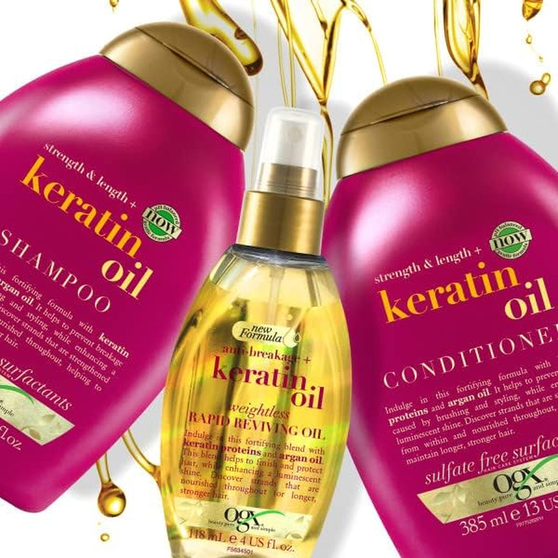 Strength & Length with Keratin Oil Conditioner, Strength & Shine, Fortifying Blend, Prevents Breakage and Reduces Split Ends by 80Percent, Sulfate Free, 385Ml