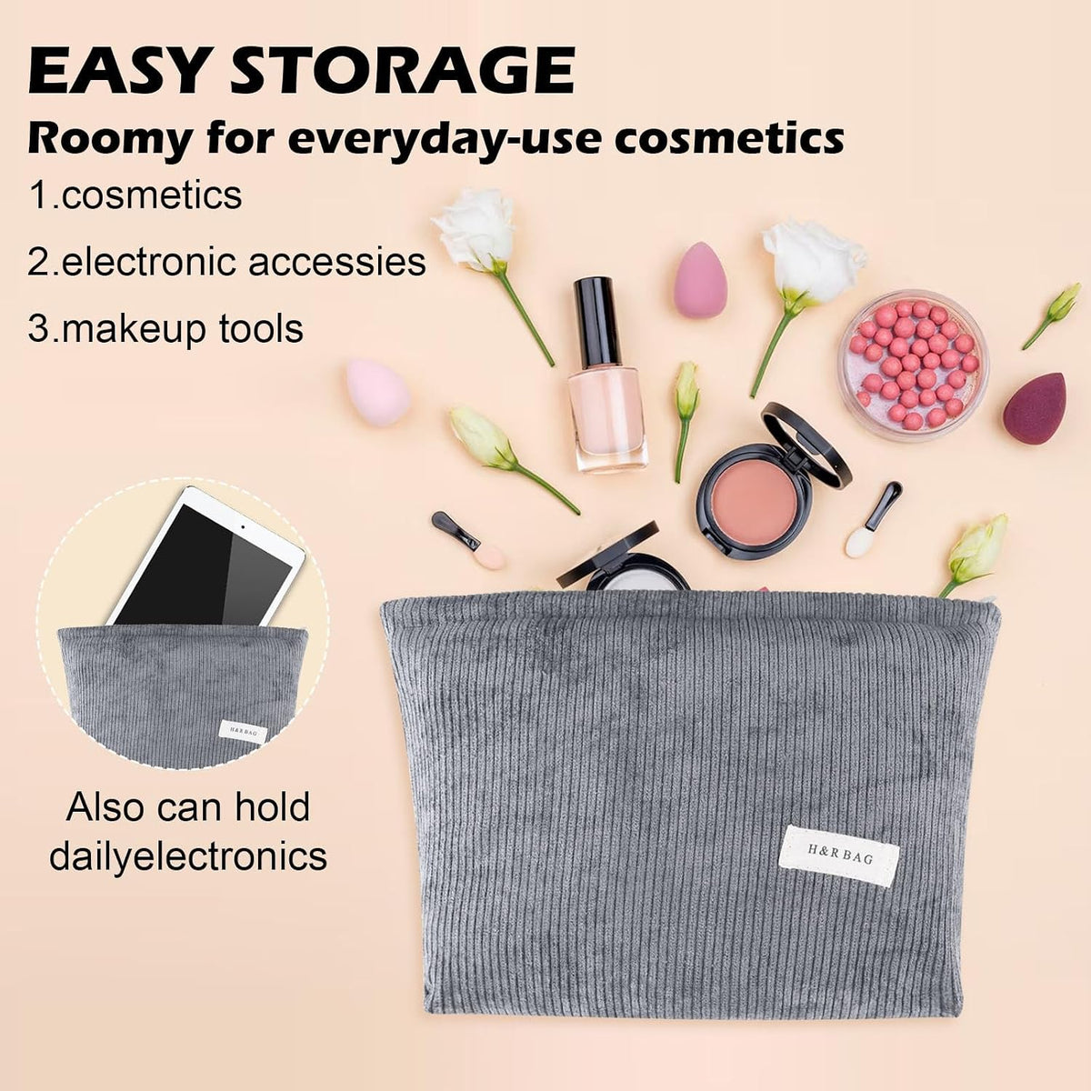 Corduroy Makeup & Toiletry Bag Set (2 Pack) — Curated by Antarta