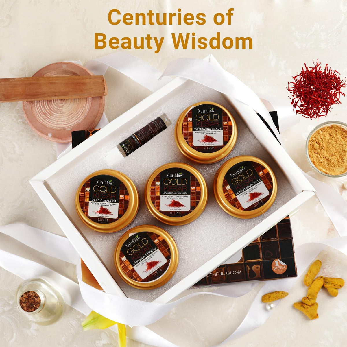 Antarta™ Gold Kesar Skin Renewal & Anti-Ageing Facial Kit (6-Piece Set)