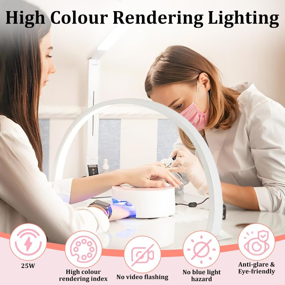 Professional Half Moon LED Desk Light for Beauty & Nail Salons (White) — Curated by Antarta