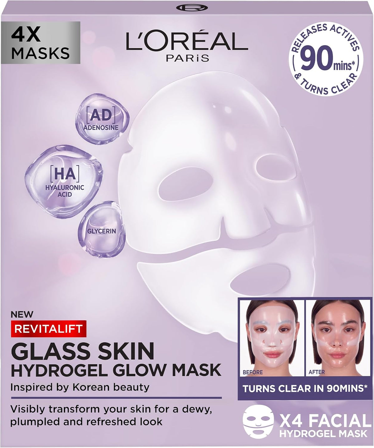 Antarta™ Glass Skin Hydrogel Glow Masks (4-Pack)