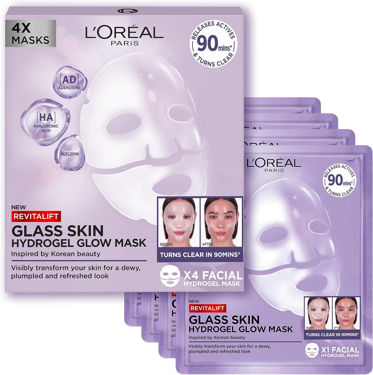 Antarta™ Glass Skin Hydrogel Glow Masks (4-Pack)